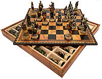 Ексклюзивні шахи шашки + нарди від  Italfama "Skeletons" матеріал  шкіра розмір 35*35 см  Колір коричневий