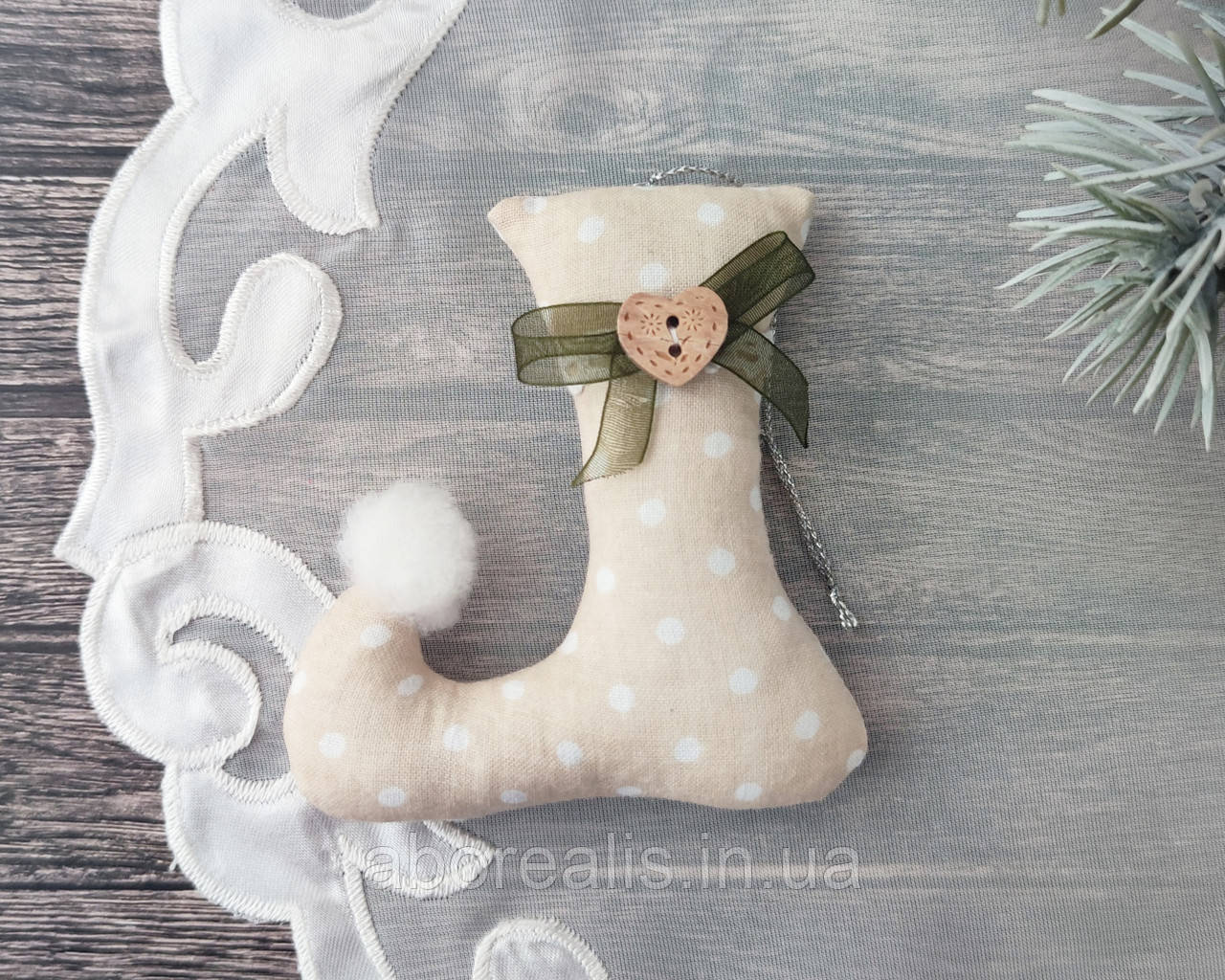 Іграшка на ялинку "Чобіток Ельфа" бежево-зелений, фото 1