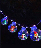 Гірлянда штора кульки-ДЕКО, 12штук, 2,5 м х 0,8 м Теплий білий колір