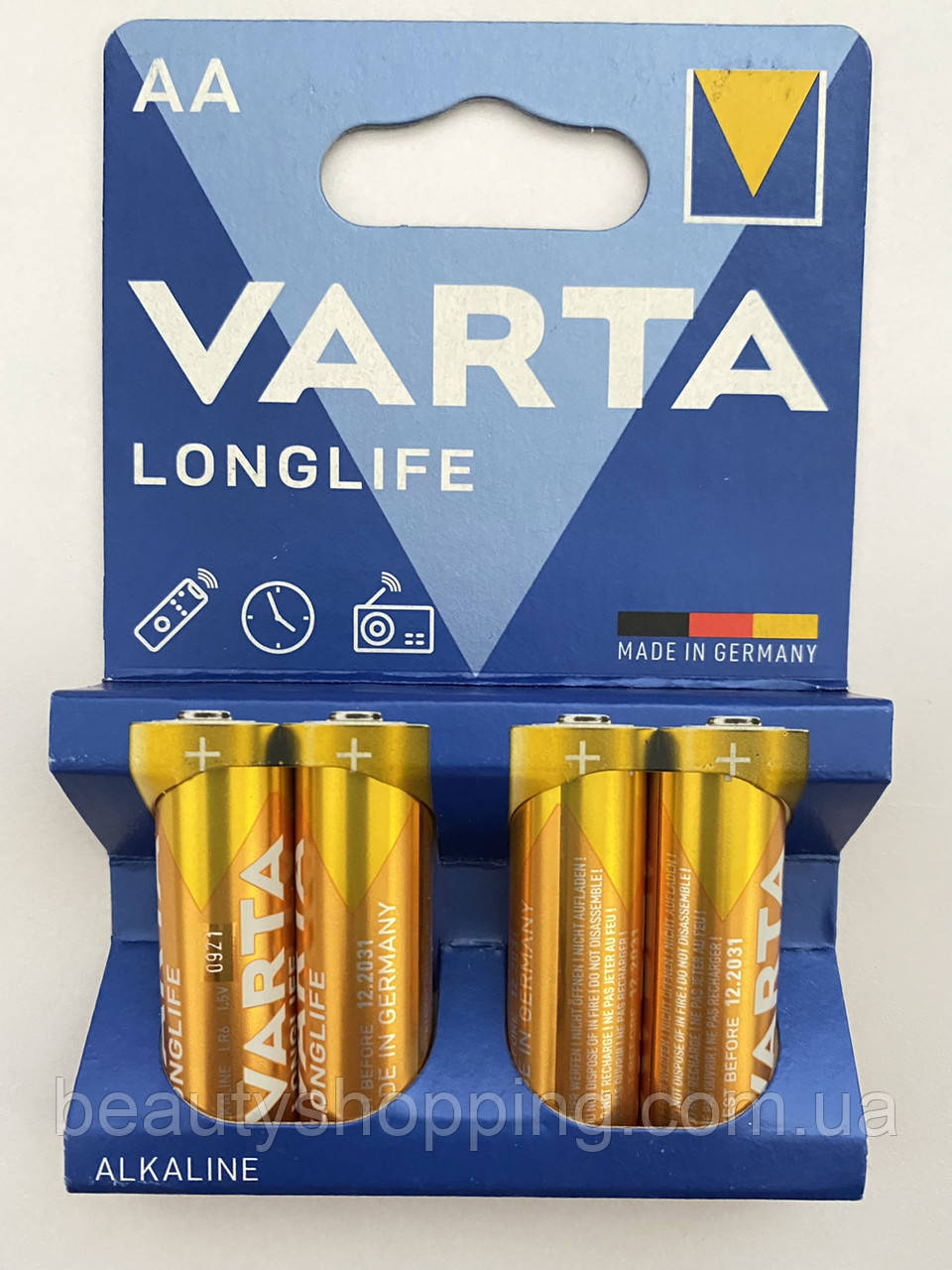 Varta Longlife Alkaline AA батарейки 1.5V LR6 4шт блістер
