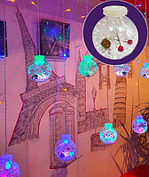 Гірлянда штора кульки-ДЕКО, 12штук, 2,5 м х 0,8 м Теплий білий колір