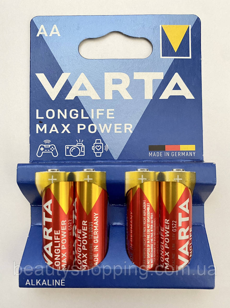 Varta Longlife Max Power Alkaline AA батарейки 1.5V LR6 4шт блістер