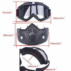 Мотоциклетна маска окуляри RESTEQ, лижна маска, маска для моноколеса, велосипеда або квадроцикла (срібляста), фото 2