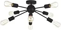 VINLUZ 8 Light Sputnik Chandelier Black Mid Century Modern Ceiling Light Индустриальное подвесное освещение