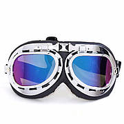 Окуляри льотчика RESTEQ, мотоциклетні окуляри Ретро Вінтаж Авіатор захисні, сині лінзи