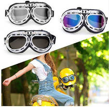 Окуляри льотчика RESTEQ, мотоциклетні окуляри Ретро Вінтаж Авіатор захисні, сині лінзи, фото 2