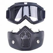 Мотоциклетна маска окуляри RESTEQ, лижна маска, для катання на велосипеді або квадроциклі (прозора)