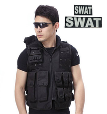 Жилет тактичний, військовий чорний поліцейський SWAT, жилет спецназу 11 кишень "Розвантаження", розмір L, фото 3