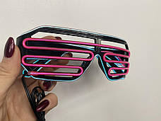 Світлодіодні Led El окуляри RESTEQ окуляри для вечірок, паті, рожеві з блакитним обідком., фото 3