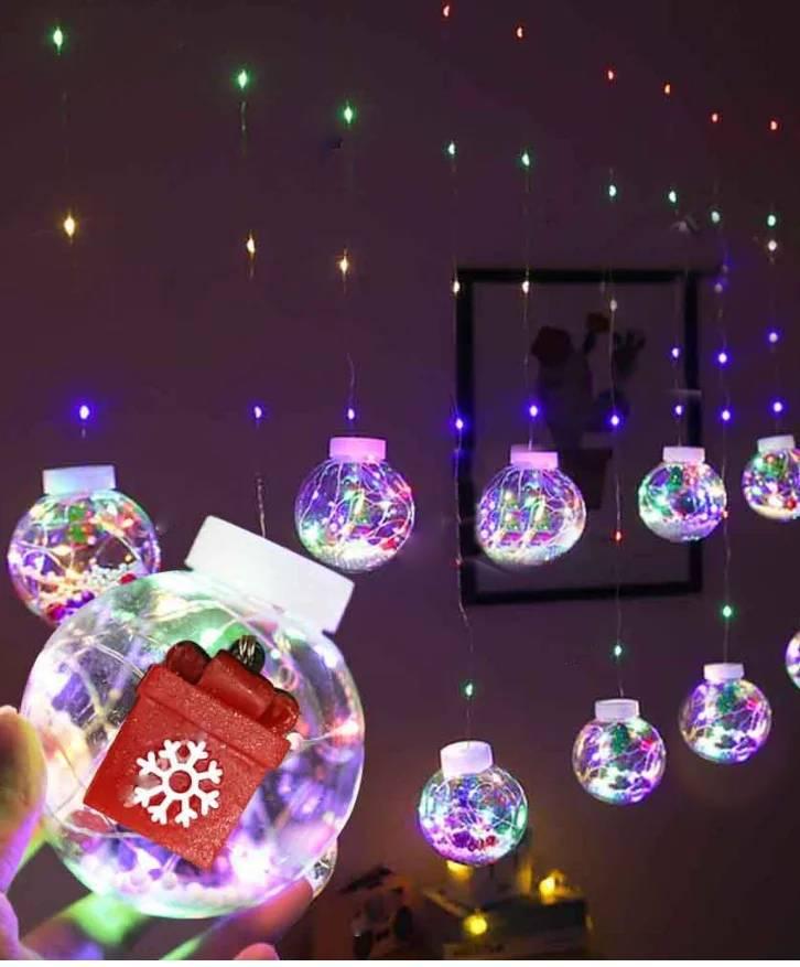 Гірлянда Штора кульки-роса LED, "Подарунок", 10 шт. + перехідник, 3 м*0,8 м, Мультик колір
