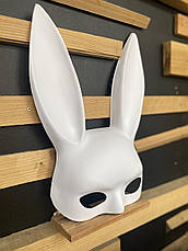 Милі вуха зайця RESTEQ, Маска кролика PlayBoy, біла матова 36см, фото 2