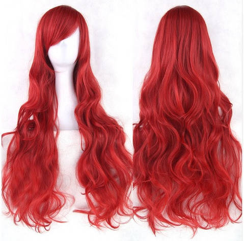 Довгі перуки RESTEQ - 80см, Темно-червоне, червоне хвилясте волосся, косплей, аніме, фото 2