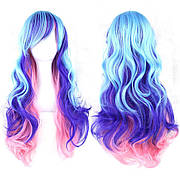 Довгі перуки RESTEQ - 70см, синій, рожевий, блакитне хвилясте волосся, косплей, аніме