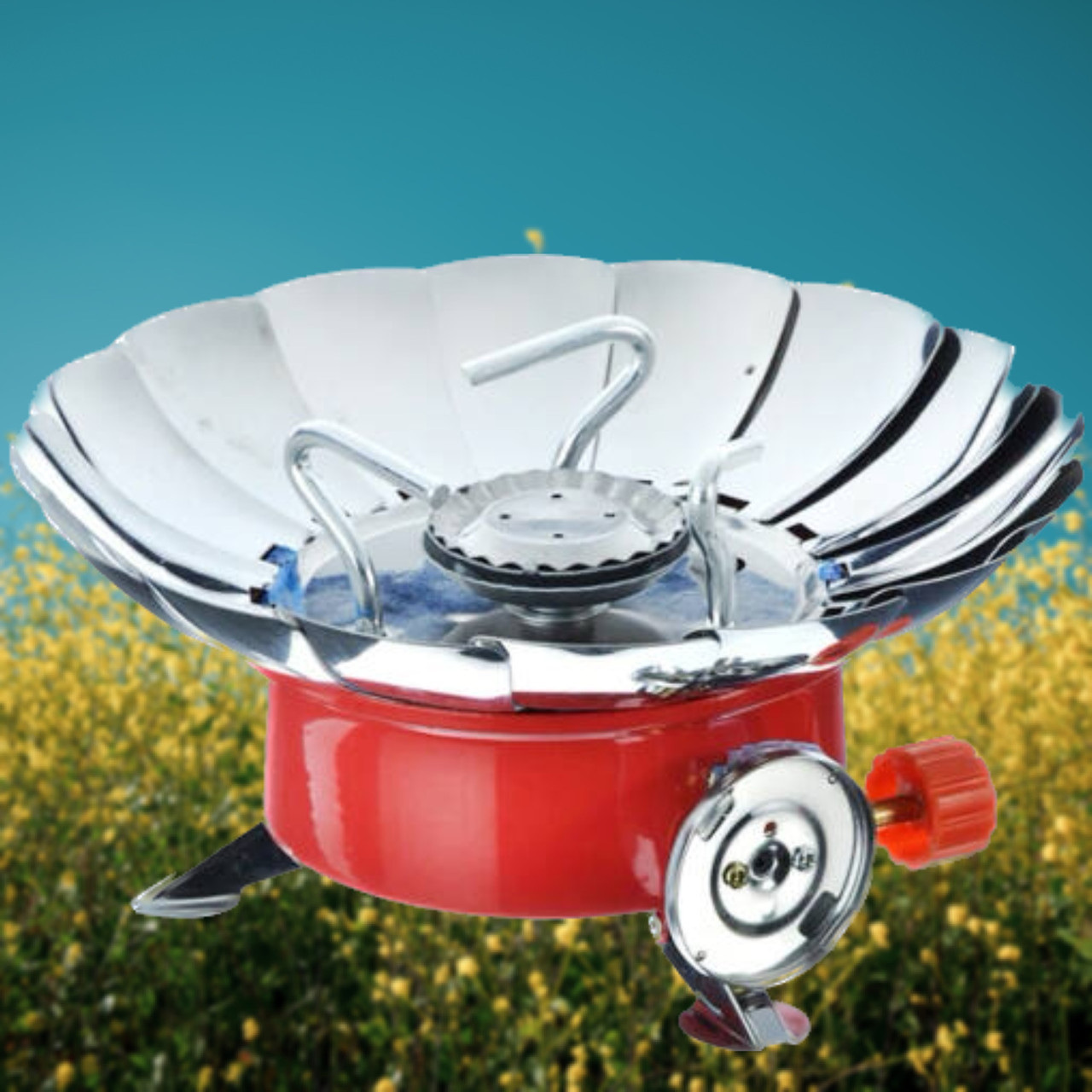 Туристичний газовий пальник, Зовнішній газовий пальник, Вітрозахисна похідна плитка, мініпелиця Лепесток, фото 1