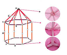 Дитячий, ігровий намет-будиночок RESTEQ, Велика дитяча альтанка. 135см х 140см. Рожева, фото 3