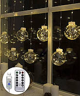 Гірлянда кульки-деко РОСА, 2,5 м х 0,8 м Теплий білий колір