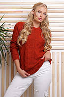 Теплий жіночий в'язаний светр великий розмір червоний
