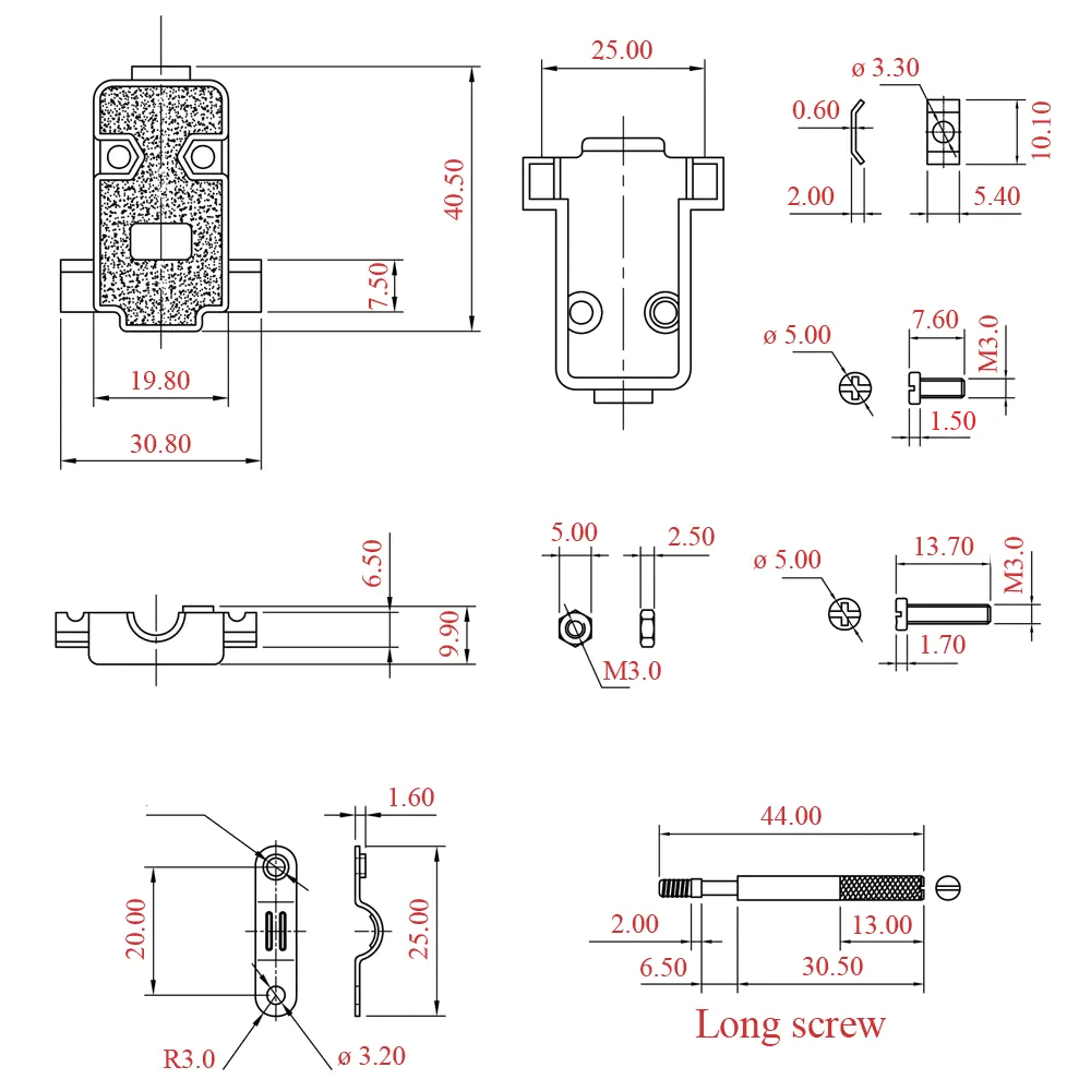 Корпус DNT-9C для разъема D-Sub 9/15 контактов, металлизированный с удлиненными винтами - фото 2 - id-p3638147