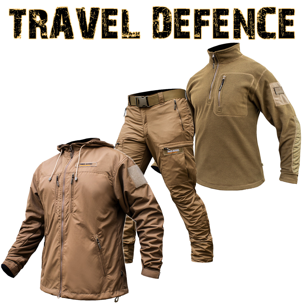 Комплект мілітарі "Travel Defence" coyote 3 в 1 (Таслан + Мікрофліс)