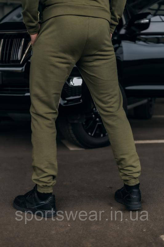 Теплые штаны мужские хаки темно-зеленого цвета парню спортивные Брюки стиль камуфляж подобрать Размер брюк - фото 4 - id-p1705059315