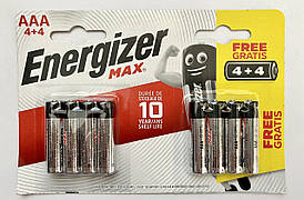 Energizer Max Alkaline AAA батарейки 1.5V LR03 8шт блістер