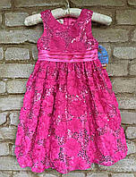 1, Нарядное розовое платье в цветах и пайетках с пышными нижними юбками American Princess Размер 6Т