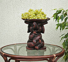 Піала на підставці у вигляді слона з полістоуну коричнева