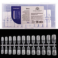 Гелеві типси для нарощування нігтів GLOBAL Середній квадрат розчинні 504 шт.