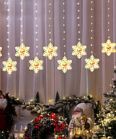 Гирлянда штора Фигурки-3D, "Дед мороз", 2.5м х 0.7м Теплый белый цвет