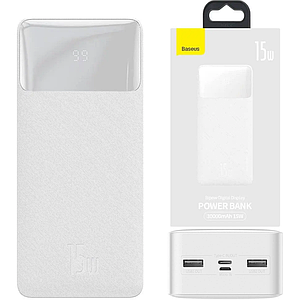 Повербанк 30000 mAh Baseus Bipow 15W Digital Display 2USB+Type-C White (PPDML-K02)