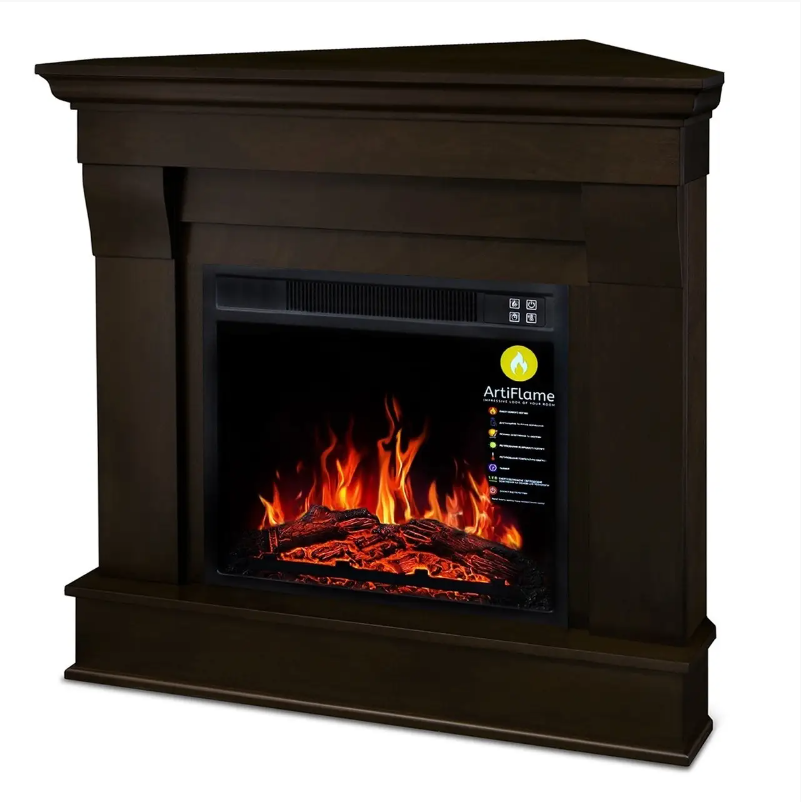 Камінокомплект Кутовий ArtiFlame Albion Corner AF23S Венге (зі звуком) Електрокамін з ефектом живого вогню