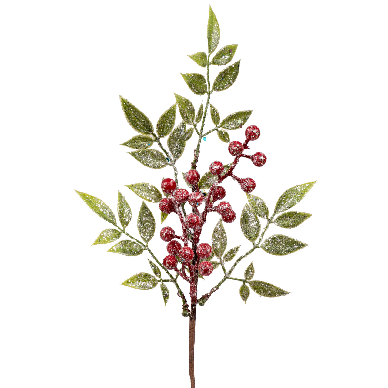Гілка декоративна Yes Fun з червоними ягодами 32см гліттер (973890), фото 1