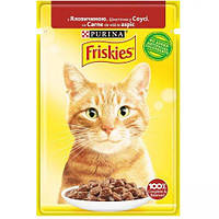 Влажный корм Friskies для кошек с говядиной, кусочки в соусе 85г*26шт