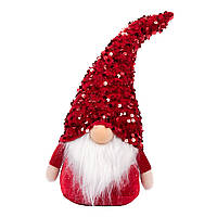 Новогодняя мягкая игрушка Novogod'ko Гном Мальчик красная пайетка 29см LED нос (973722)