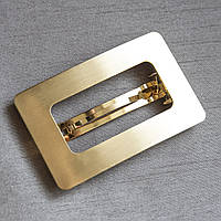 Заколка автомат для волос металлическая классическая золотистого цвета прямоугольник минимализм размер 8х5 см