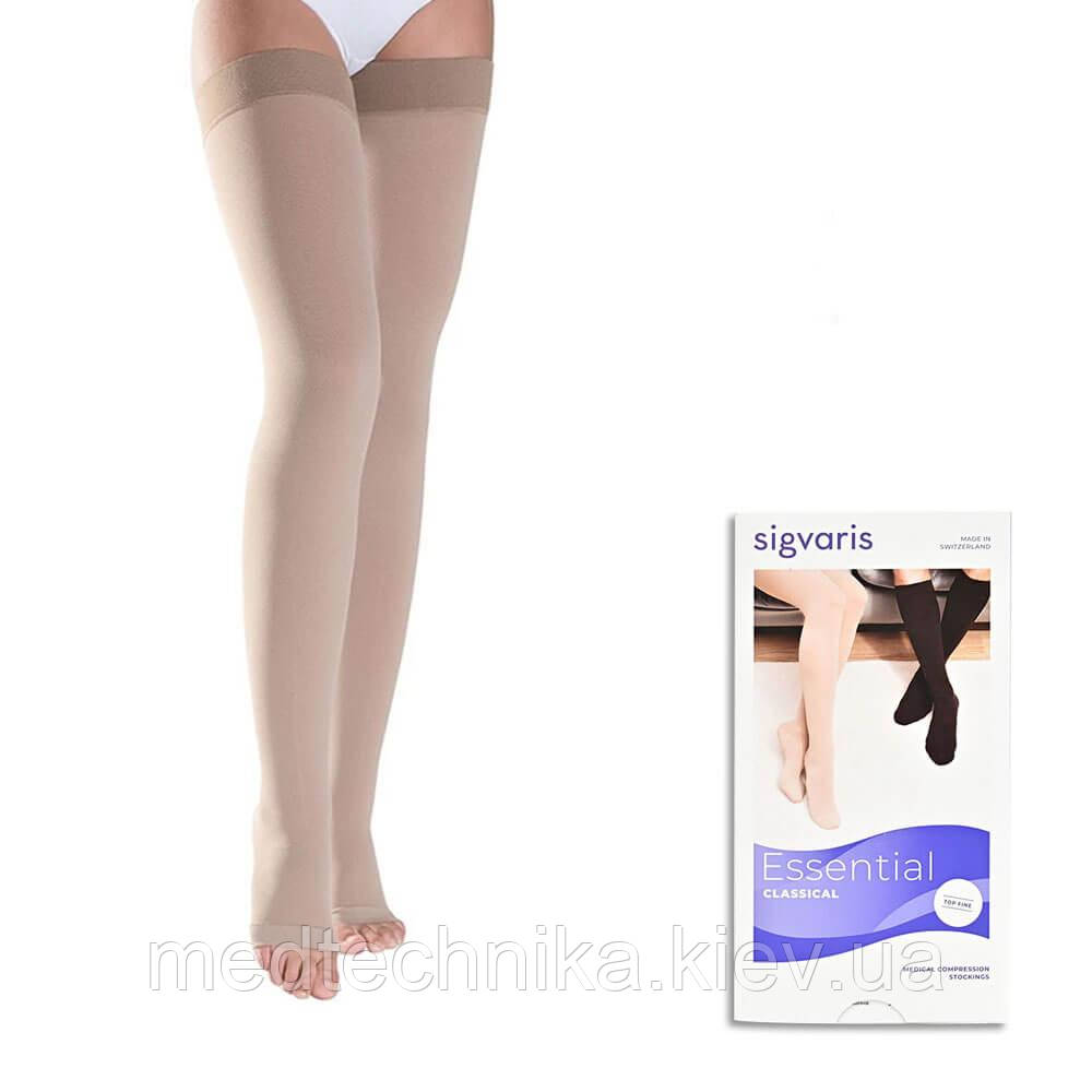 Панчохи компресійні, 2 клас, 23-32 мм рт.ст. із силіконовим фіксатором, відкритий носок, Essential CLASSICAL,, фото 1