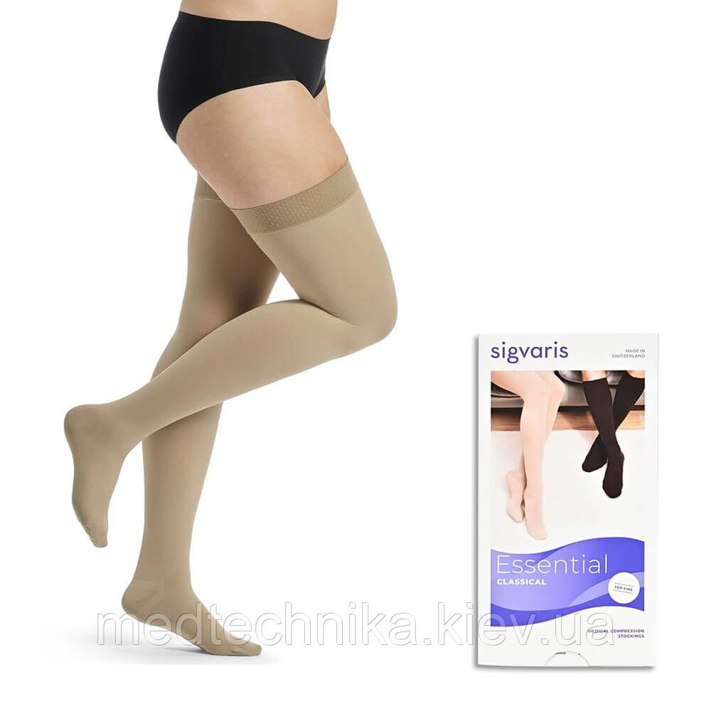 Панчохи компресійні, 2 клас, 23-32 мм рт.ст. із силіконовим фіксатором, закритий носок, Essential CLASSICAL, Sigvaris-1-Стандартна, фото 1