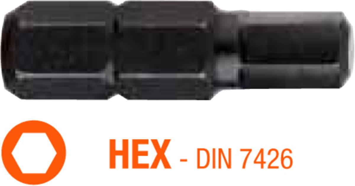 Насадка викруткова USH Industry : HEX 2.5 x 25 мм шестигранна, Уп. 10 шт.  Baumar - Завжди Вчасно