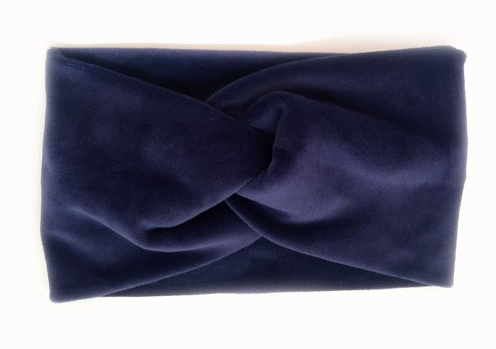 Пов'язка на голову велюрова темно-синя, фото 1