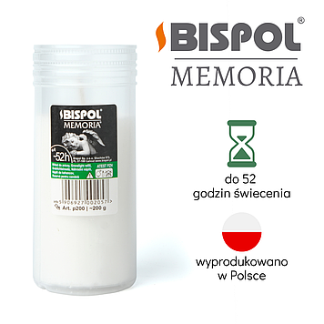 Свічка олійна запаска для лампадки Bispol (біспол) Memoria 52 годин