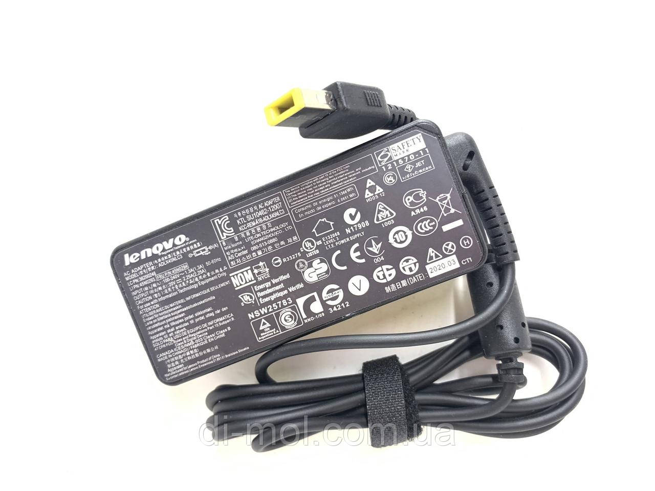 Блок живлення для ноутбука Lenovo 20V, 2.25 A, 45W, (USB+pin), Black, ОРИГІНАЛЬНИЙ