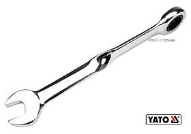 Ключ ріжково-накидний, кручений 90° з тріщаткою YATO : М= 16 x 228 мм, HRC 40-45, Cr-V