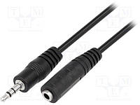 CV202-050-PB Cable; Jack 3.5mm socket, Jack 3.5mm plug; 5m; black