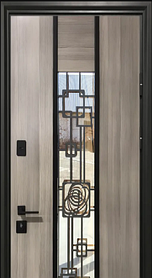 Двері TS117 прем №21-06  ззовні дуб шеффілд,  ПВХ-92 L (лиштва + ручка)