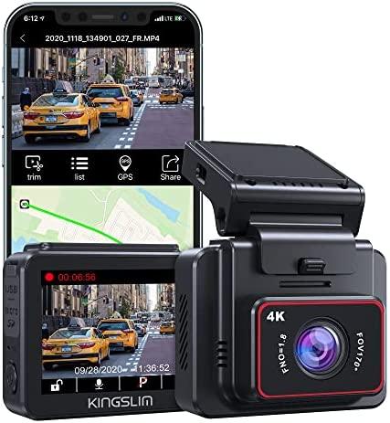 Kingslim D5-4K Wi-Fi Dash Cam, передня камера для автомобілів із GPS і швидкістю, Sony Night Vision