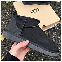 Женские зимние UGG Ultra Mini Black черные замшевые угги ультра мини женские ботинки уги зимние