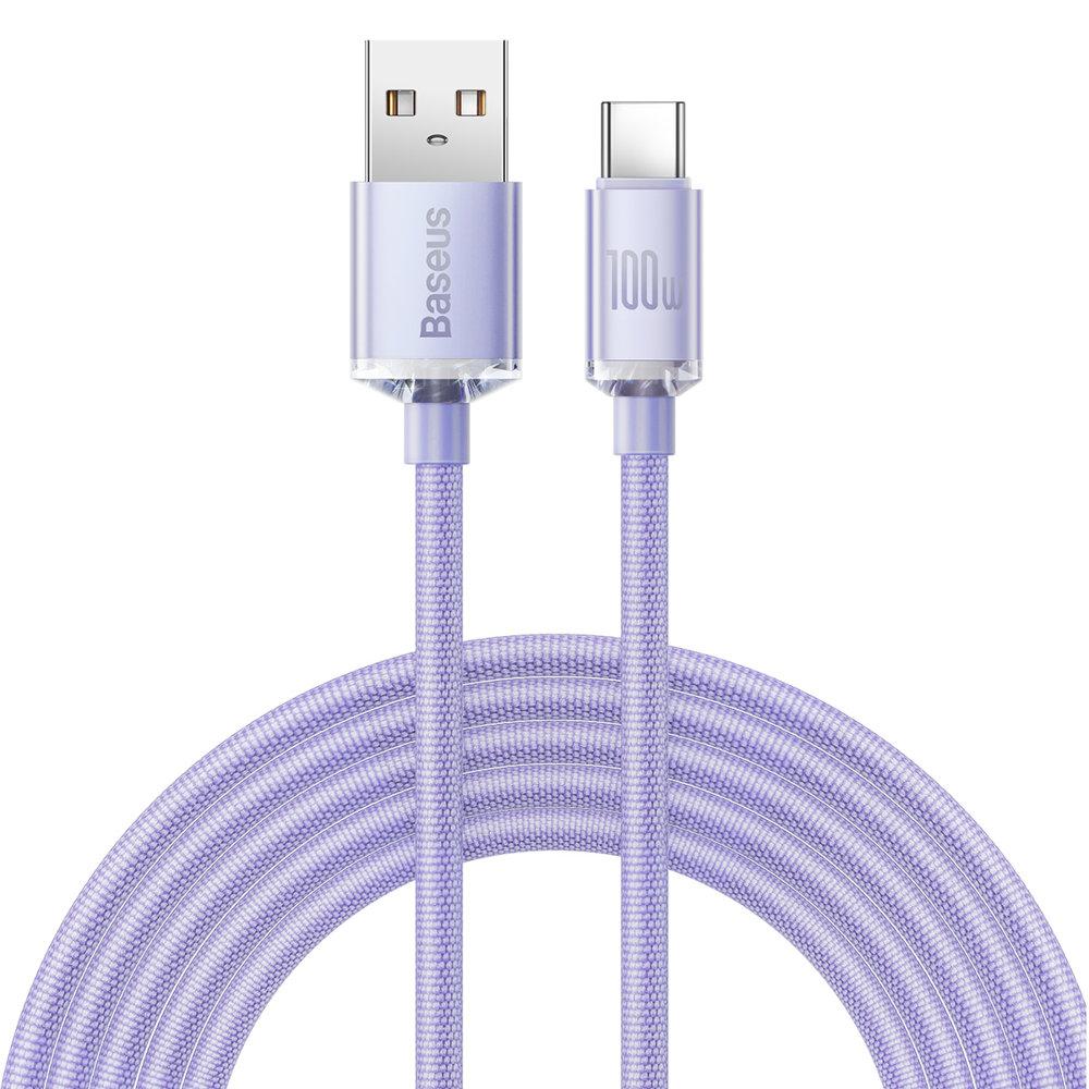 Кабель для швидкої зарядки USB на Type-C 100W 5A Baseus Crystal Shine Series (фіолетовий) 2м