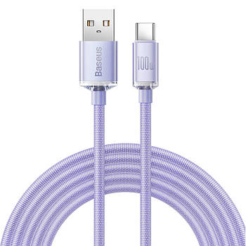 Кабель для швидкої зарядки USB на Type-C 100W 5A Baseus Crystal Shine Series (фіолетовий) 2м