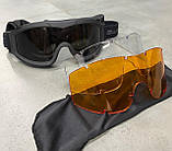 Маска балістична Swiss Eye F-Tac, Чорна, Лінзи: прозорі, помаранчеві, затемнені, тактичні окуляри, фото 4