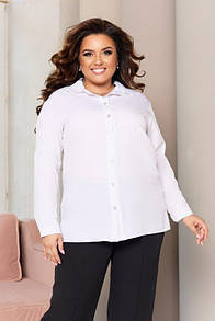 Жіноча біла класична блуза на гудзиках